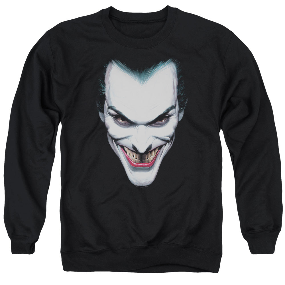 Batman Comics Joker Portrait Men's Crewneck 50 50 Poly Long-Sleeve T-Shirt