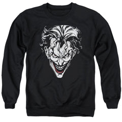 Batman Comics Joker Red On Black Men's Crewneck 50 50 Poly Long-Sleeve T-Shirt
