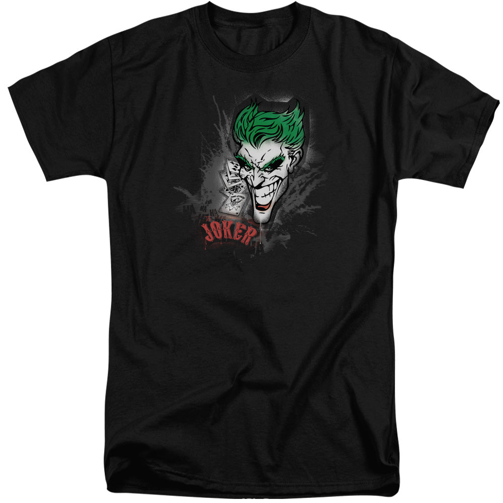 Batman Comics Joker Sprays The City Men's 18/1 Tall Cotton Short-Sleeve T-Shirt