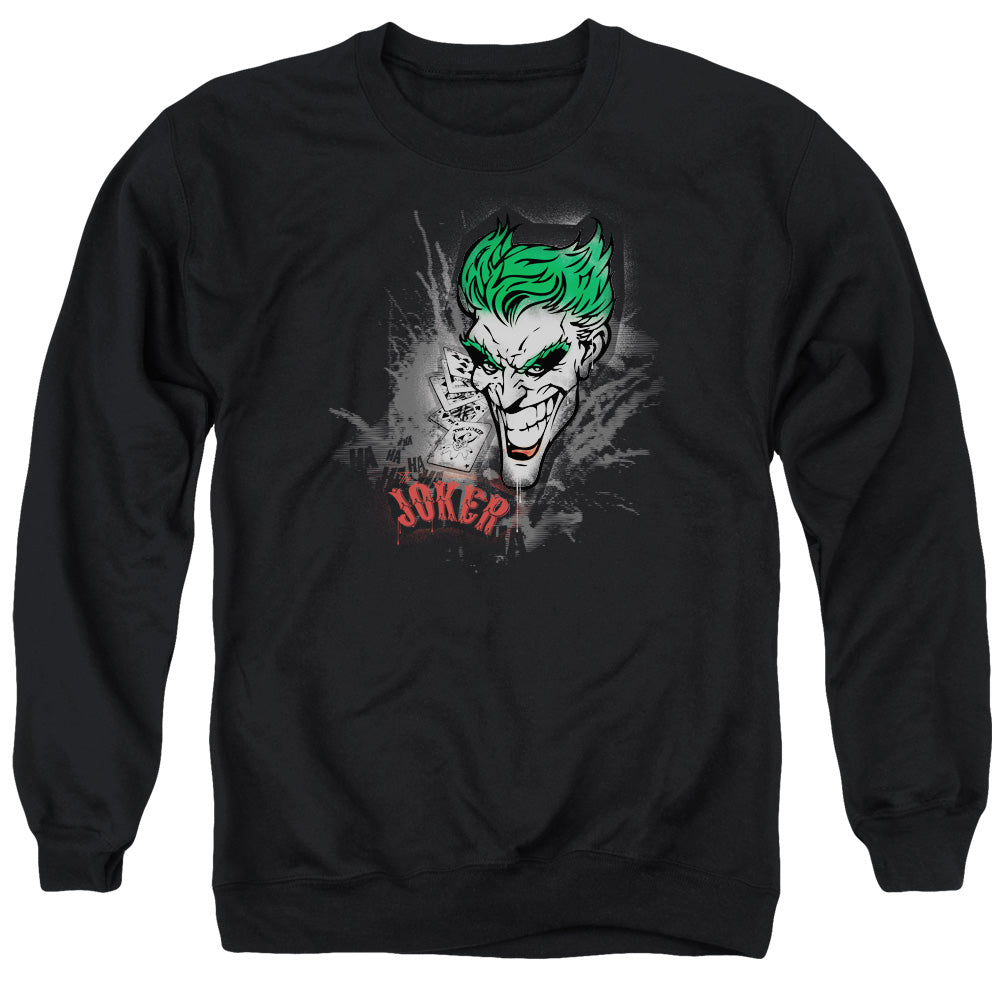 Batman Comics Joker Sprays The City Men's Crewneck 50 50 Poly Long-Sleeve T-Shirt
