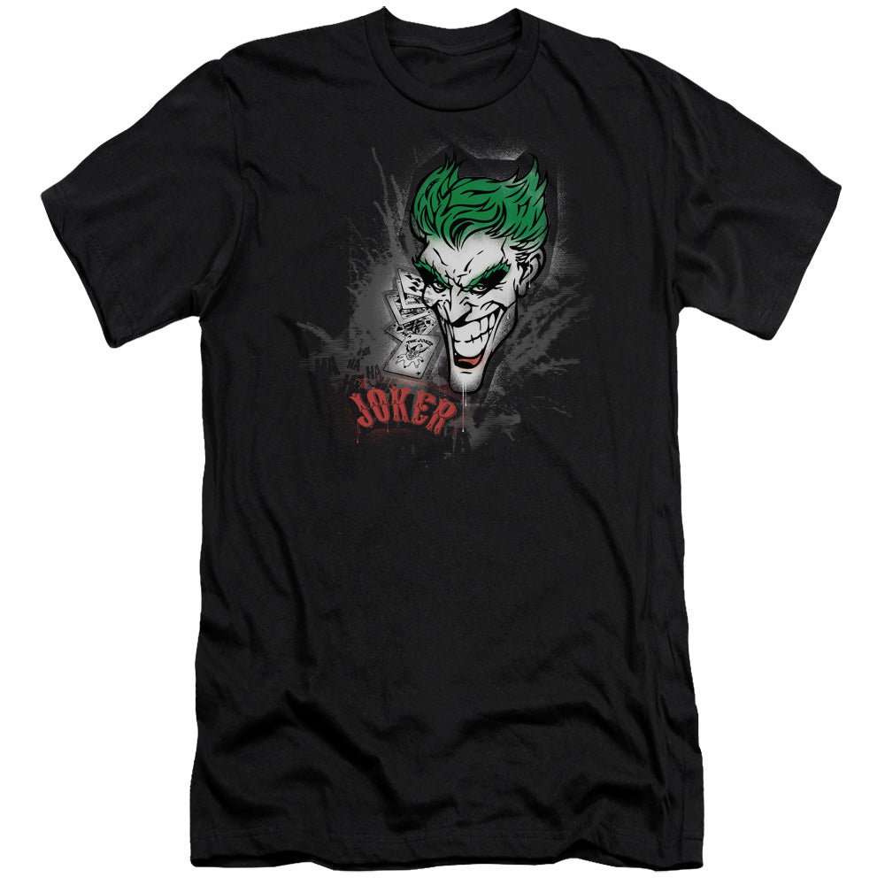 Batman Comics Joker Sprays The City Men's Ultra-Soft 30/1 Cotton Slim Short-Sleeve T-Shirt