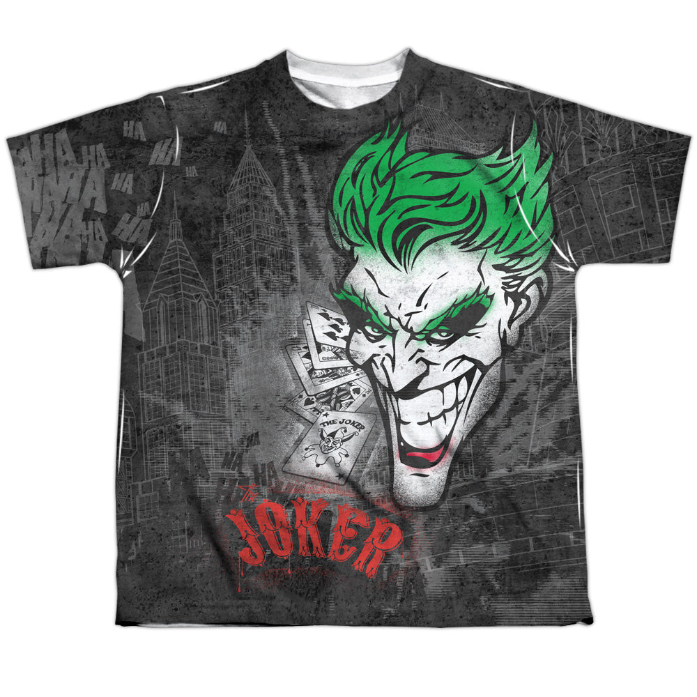 Batman Comics Joker Sprays The City Youth Regular Fit Poly Short-Sleeve T-Shirt