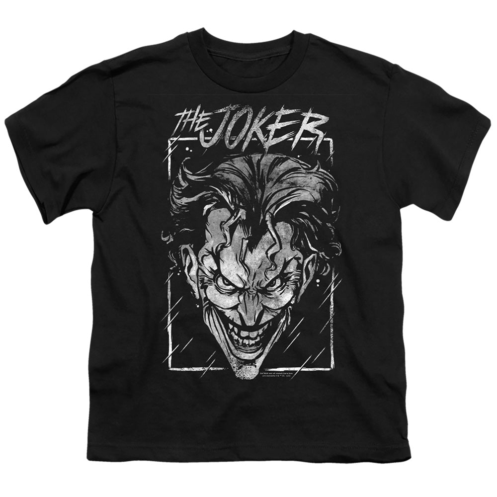 Batman Comics Joker Storm On Black Youth 18/1 100% Cotton Short-Sleeve T-Shirt