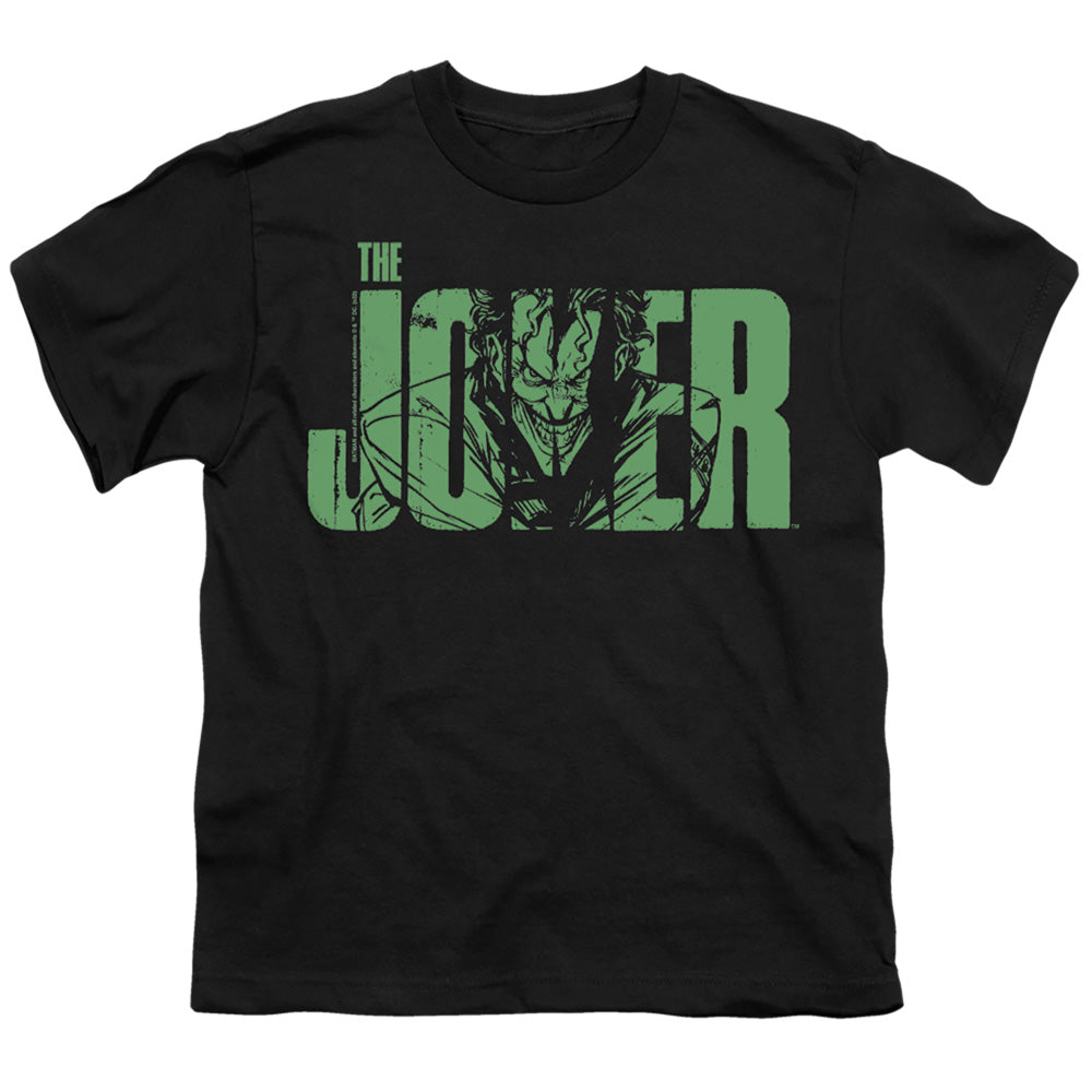 Batman Comics Joker Text On Black Youth 18/1 100% Cotton Short-Sleeve T-Shirt