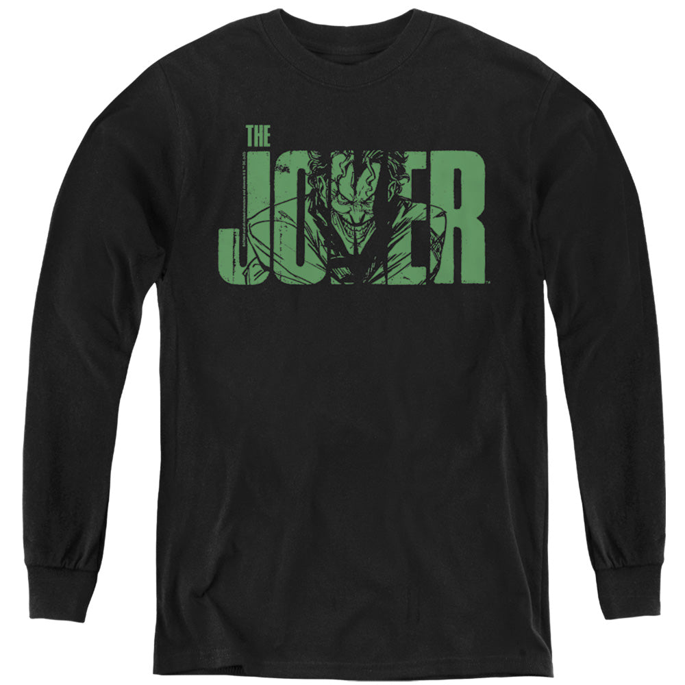 Batman Comics Joker Text On Black Youth Long-Sleeve T-Shirt