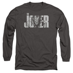 Batman Comics Joker Text On Gray Men's 18/1 Cotton Long-Sleeve T-Shirt