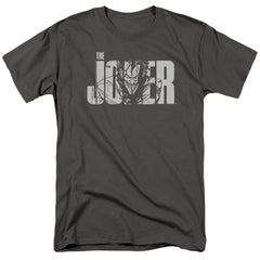 Batman Comics Joker Text On Gray Men's 18/1 Cotton Short-Sleeve T-Shirt