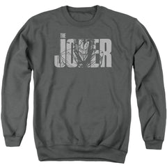 Batman Comics Joker Text On Gray Men's Crewneck 50 50 Poly Long-Sleeve T-Shirt
