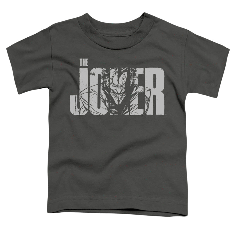 Batman Comics Joker Text On Gray Toddler 18/1 Cotton Short-Sleeve T-Shirt