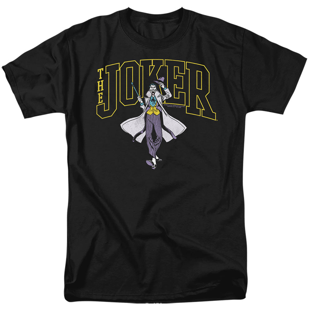 Batman Comics Joker Varsity On Black Men's 18/1 Cotton Short-Sleeve T-Shirt