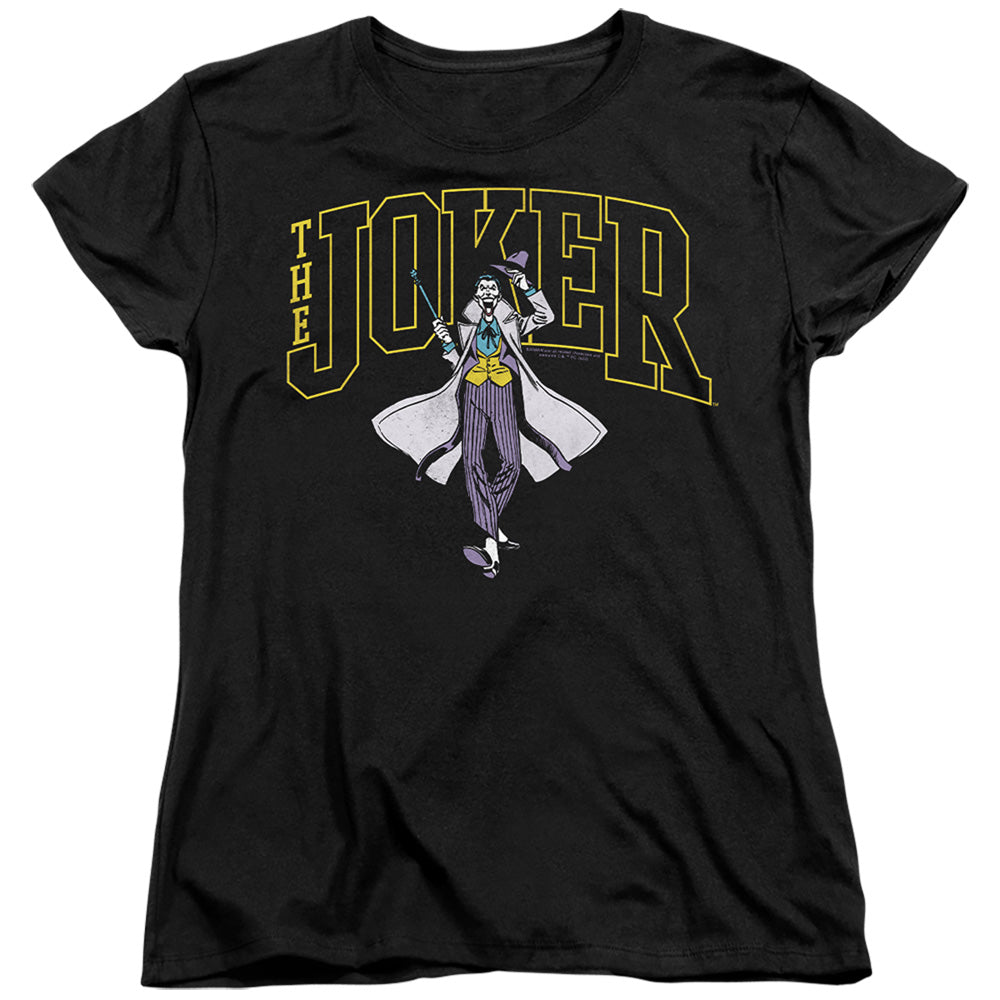 Batman Comics Joker Varsity On Black Women's 18/1 Cotton Short-Sleeve T-Shirt