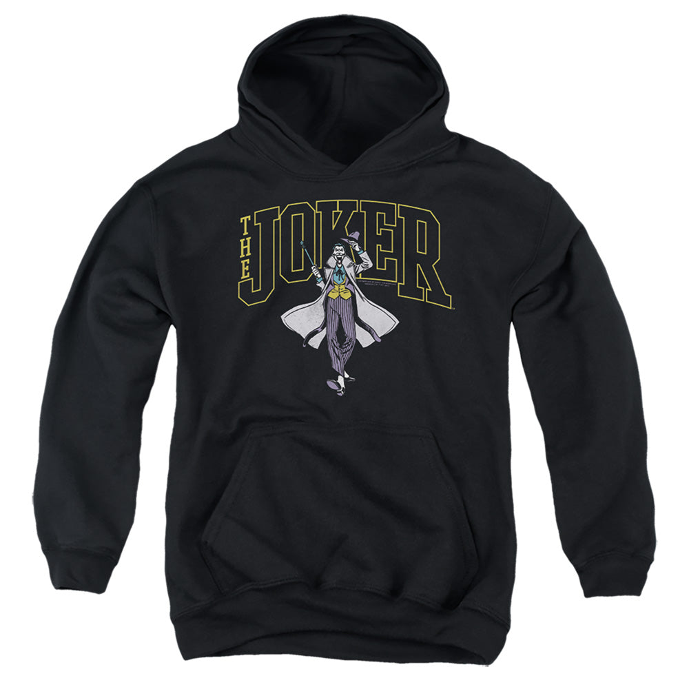 Batman Comics Joker Varsity On Black Youth Cotton Poly Pull-Over Hoodie