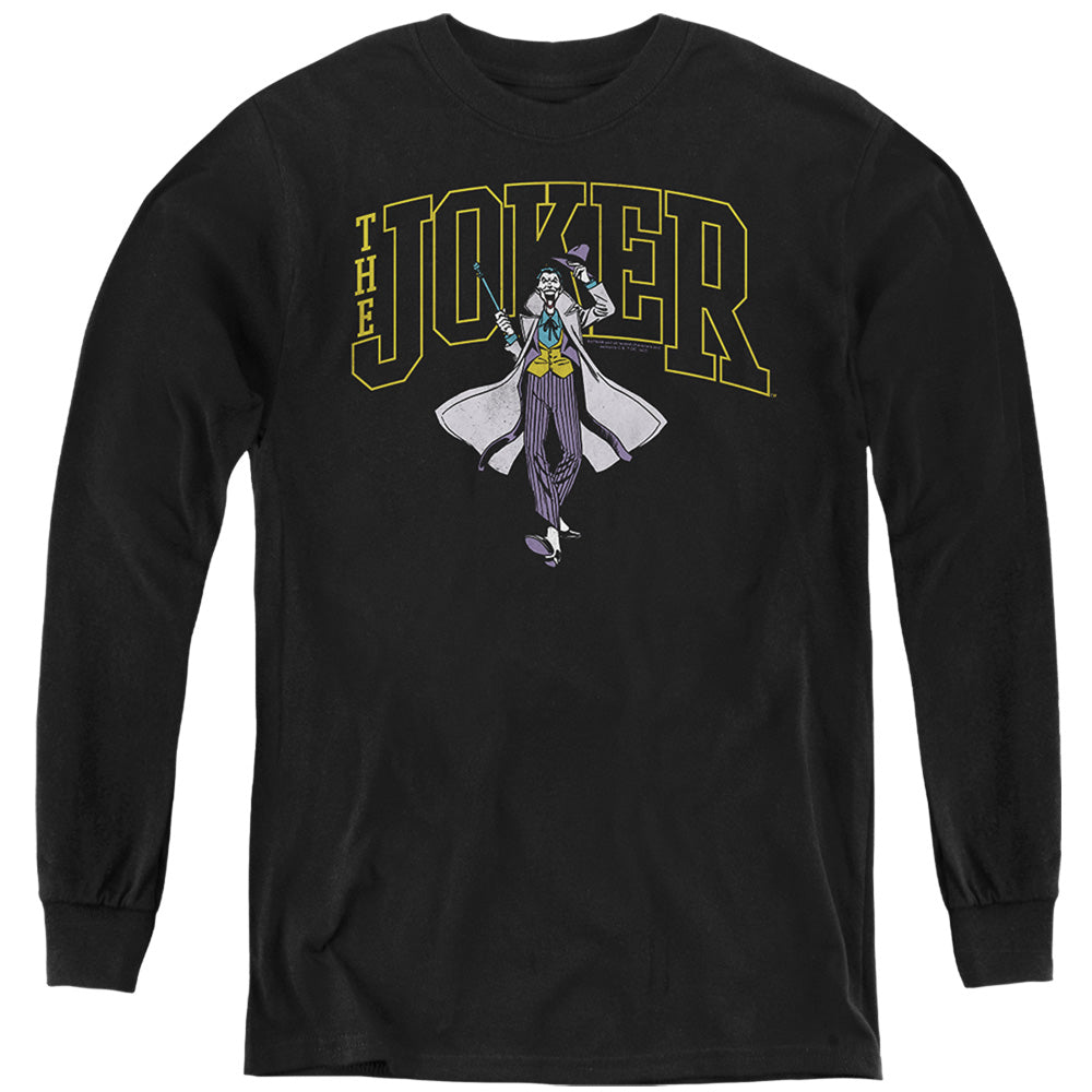 Batman Comics Joker Varsity On Black Youth Long-Sleeve T-Shirt