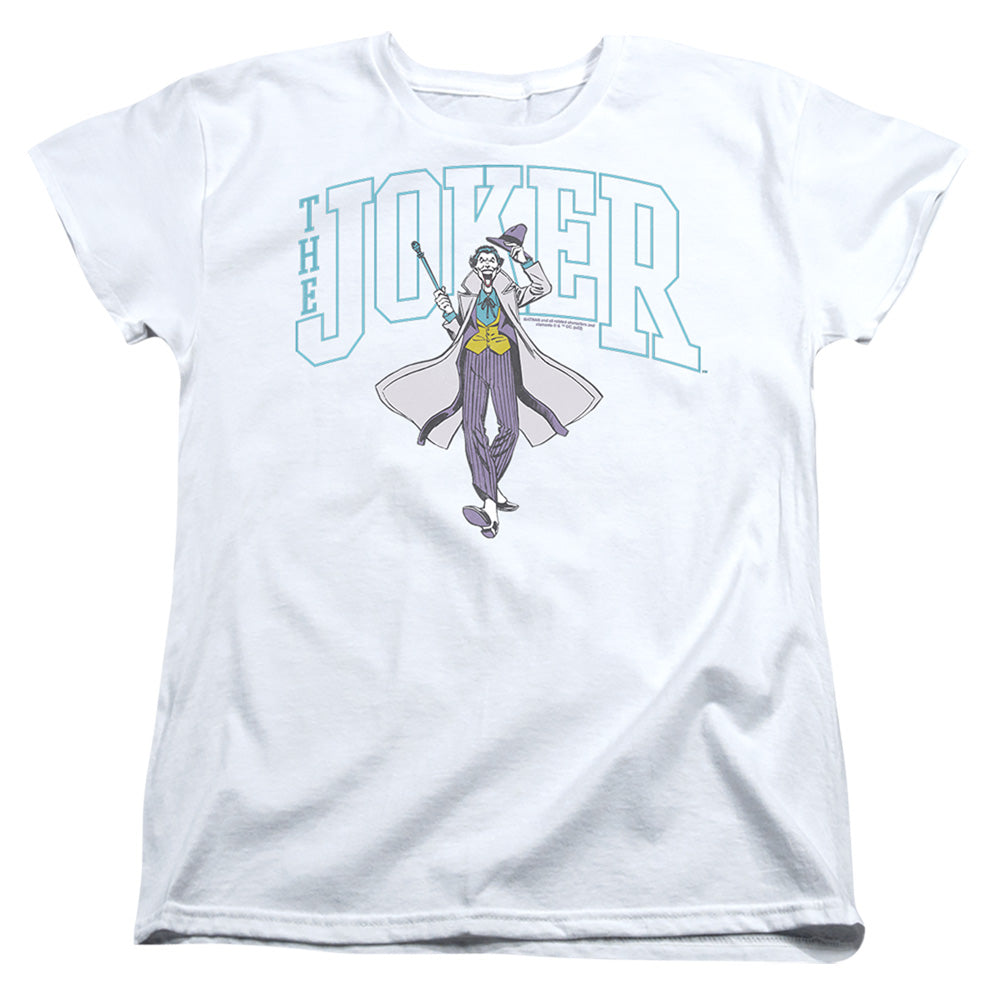 Batman Comics Joker Varsity On White Women's 18/1 Cotton Short-Sleeve T-Shirt