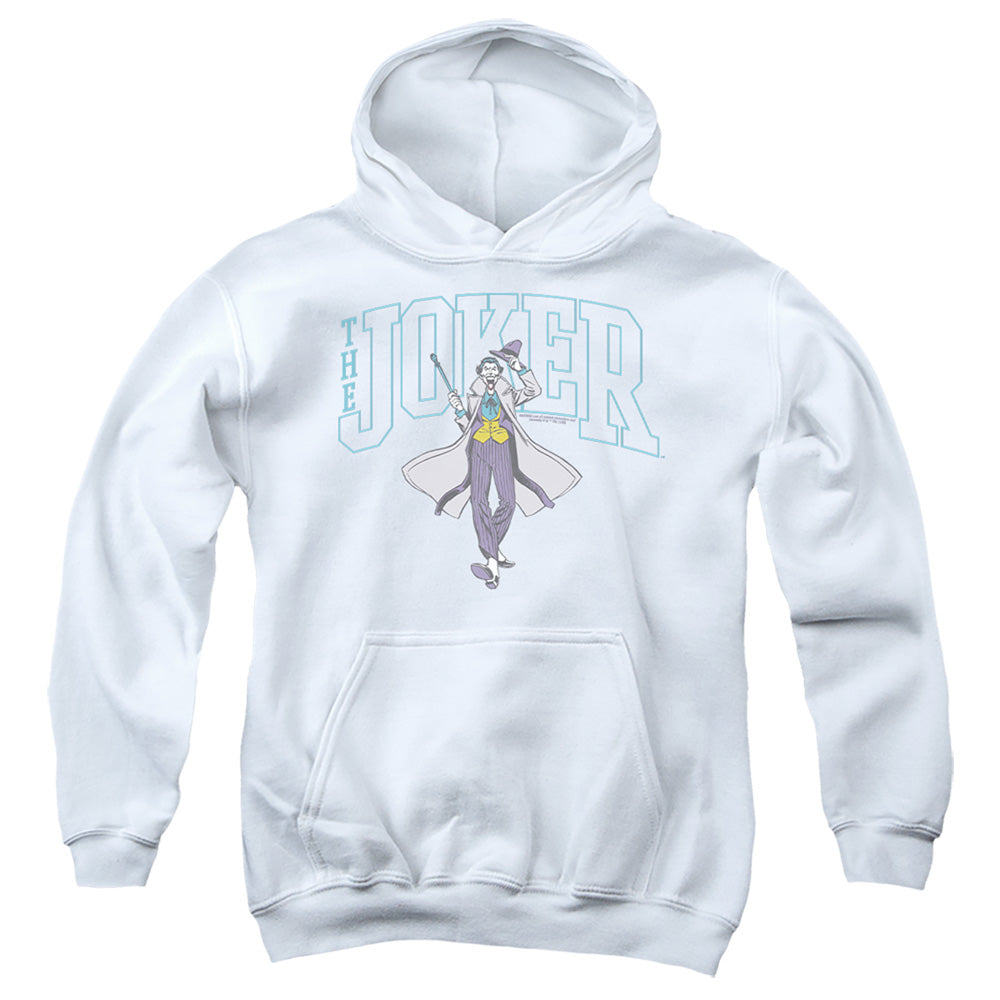 Batman Comics Joker Varsity On White Youth Cotton Poly Pull-Over Hoodie