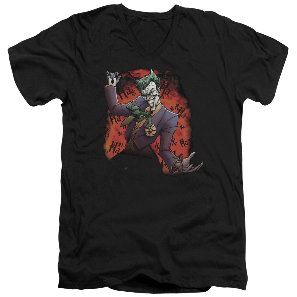 Batman Comics Jokers Ave Men's 30/1 Cotton Slim V-Neck T-Shirt