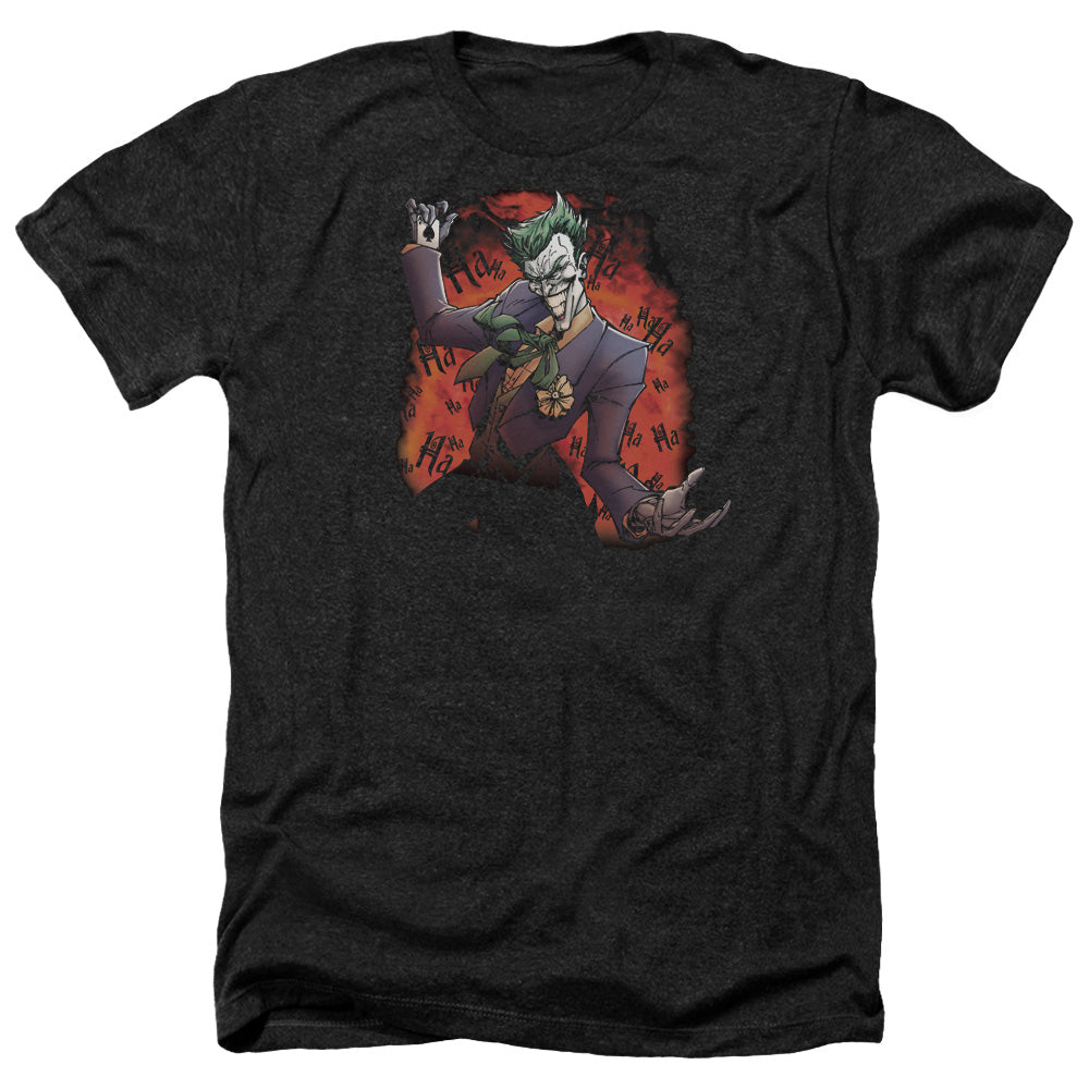 Batman Comics Jokers Ave Men's 30/1 Heather 60 40 Poly Short-Sleeve T-Shirt