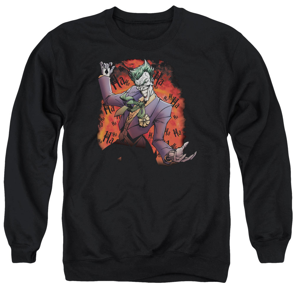 Batman Comics Jokers Ave Men's Crewneck 50 50 Poly Long-Sleeve T-Shirt