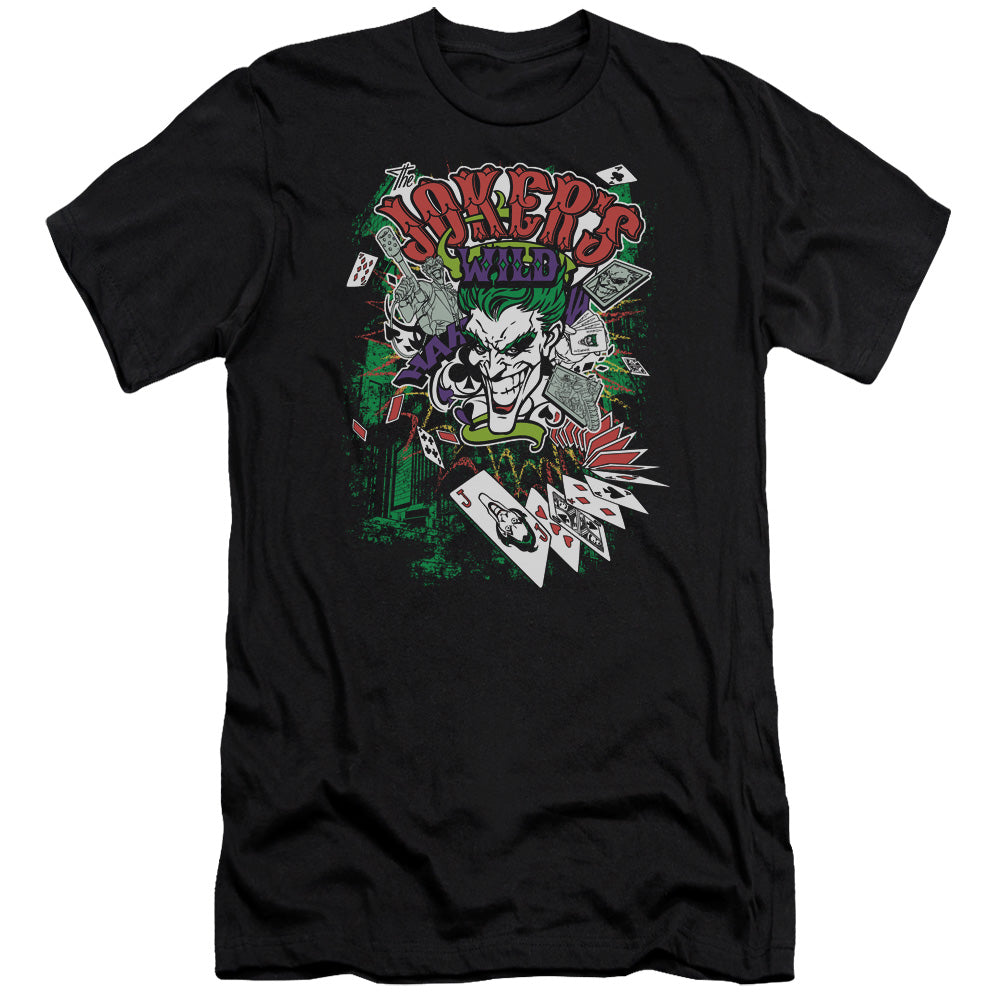 Batman Comics Jokers Wild Men's Ultra-Soft 30/1 Cotton Slim Short-Sleeve T-Shirt