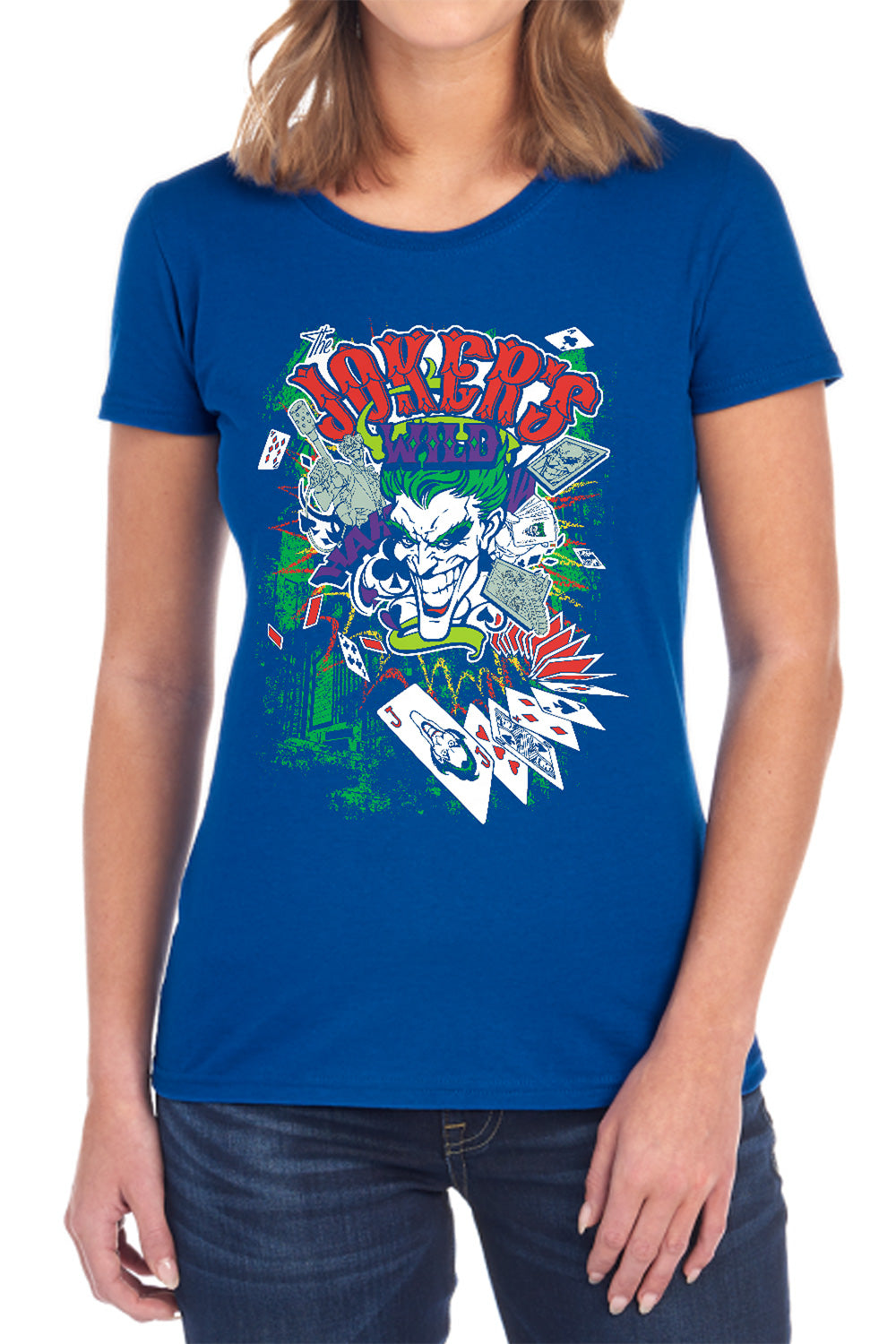 Batman Comics Jokers Wild Women's 18/1 Cotton Short-Sleeve T-Shirt