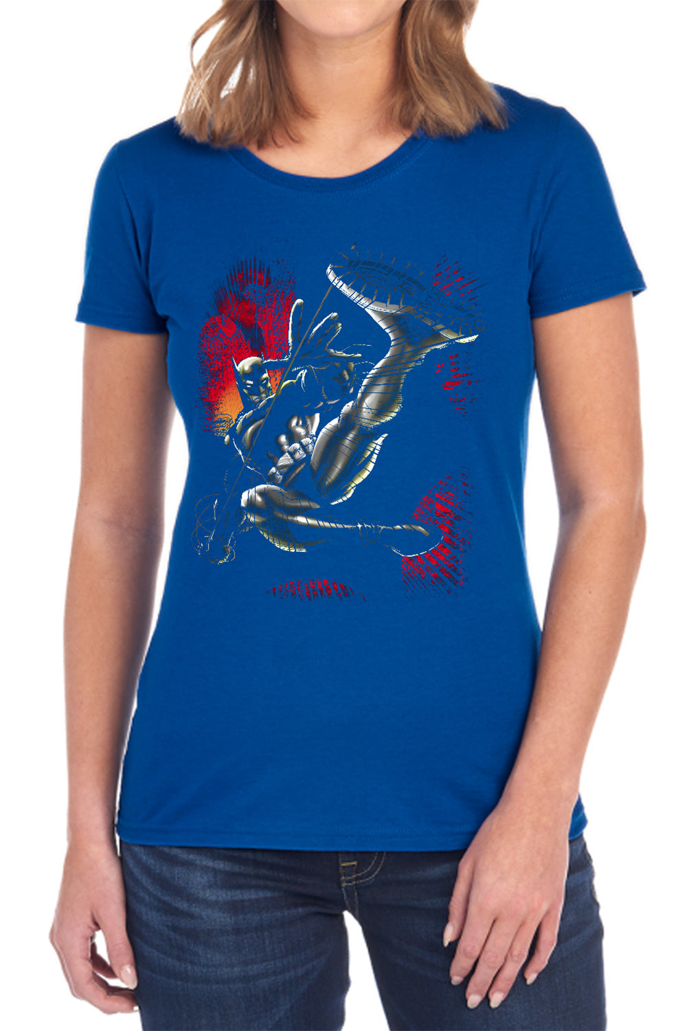 Batman Comics Kick Swing Women's 18/1 Cotton Short-Sleeve T-Shirt