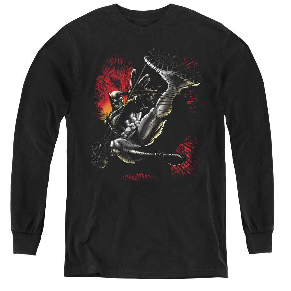 Batman Comics Kick Swing Youth Long-Sleeve T-Shirt