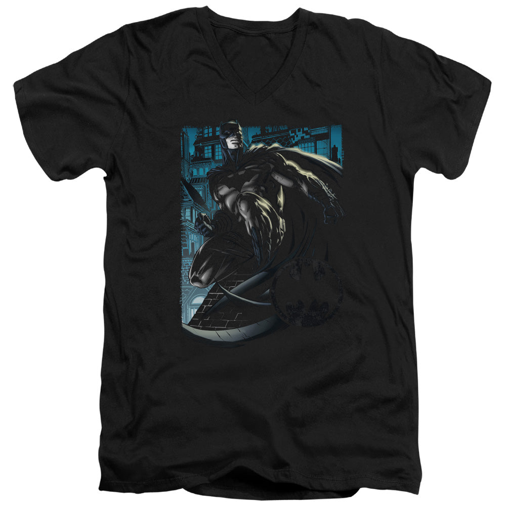 Batman Comics Knight Falls In Gotham Men's 30/1 Cotton Slim V-Neck T-Shirt