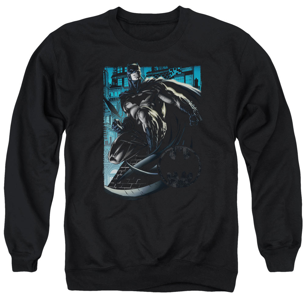Batman Comics Knight Falls In Gotham Men's Crewneck 50 50 Poly Long-Sleeve T-Shirt