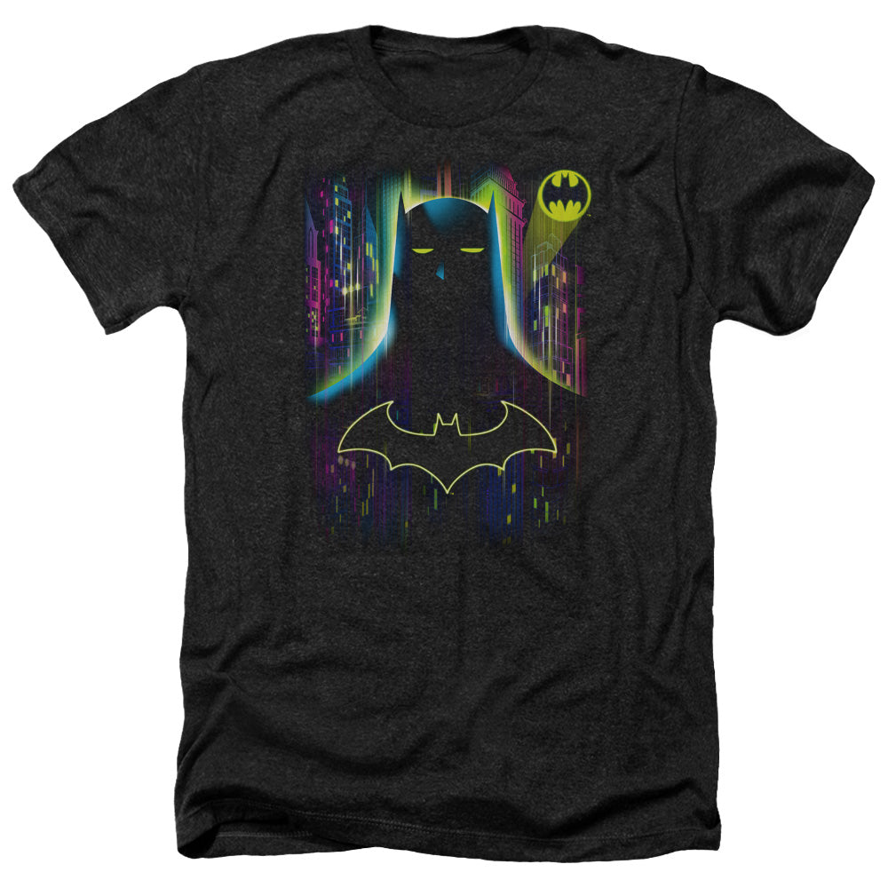 Batman Comics Knight Lights Men's 30/1 Heather 60 40 Poly Short-Sleeve T-Shirt