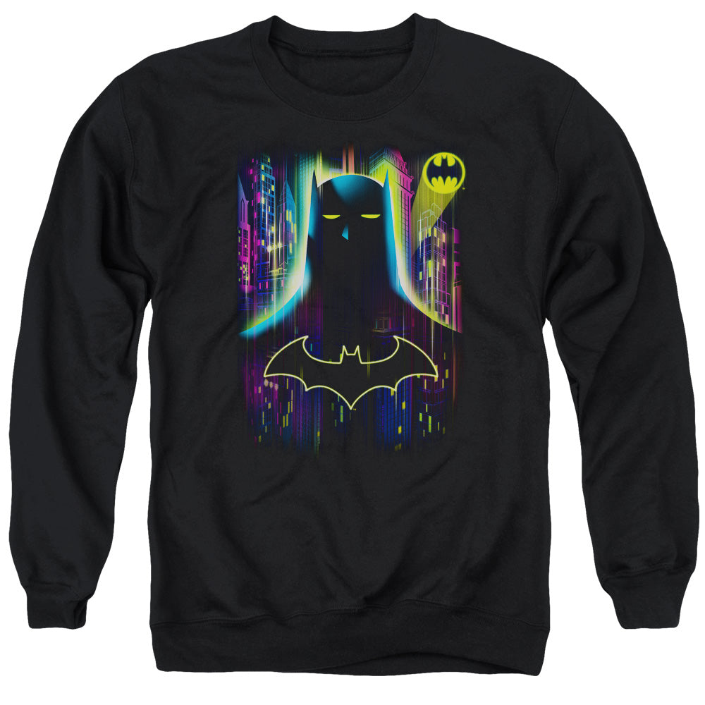 Batman Comics Knight Lights Men's Crewneck 50 50 Poly Long-Sleeve T-Shirt