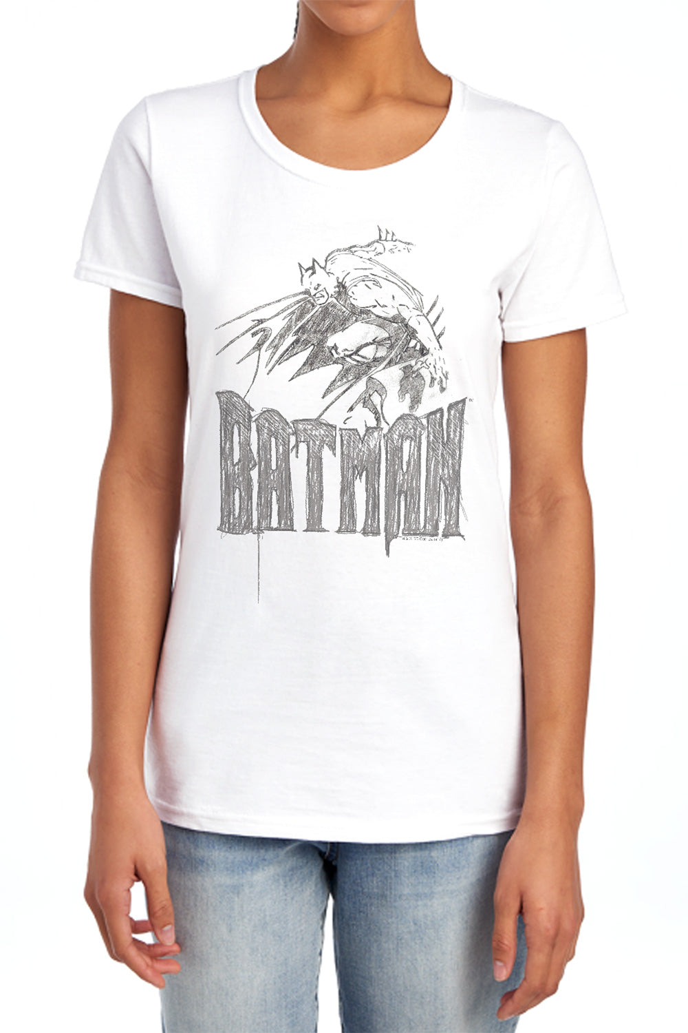 Batman Comics Knight Sketch Women's 18/1 Cotton Short-Sleeve T-Shirt