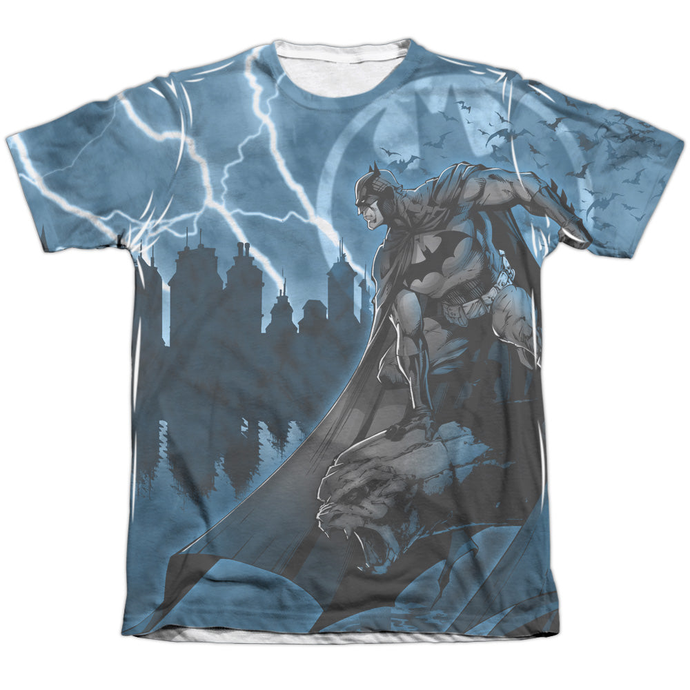 Batman Comics Lightning Strikes Men's Regular Fit Poly Cotton Short-Sleeve T-Shirt