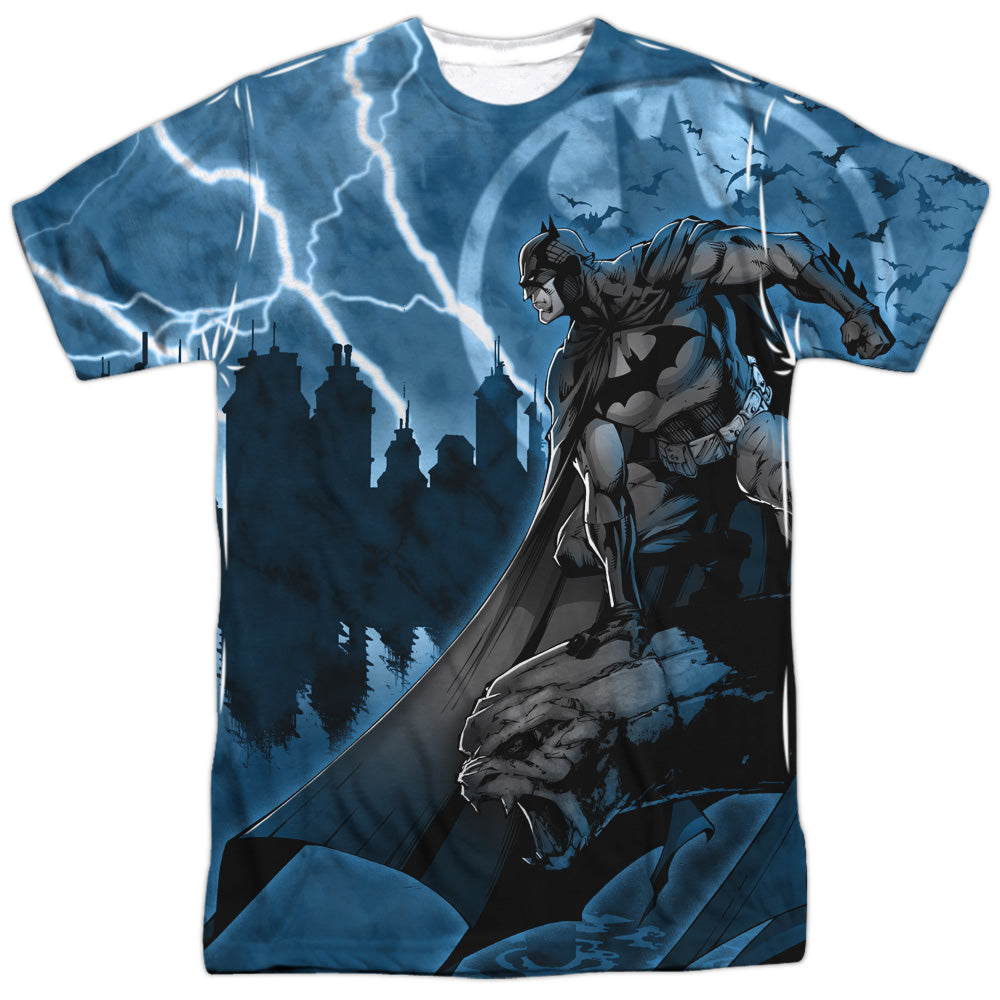 Batman Comics Lightning Strikes Men's Regular Fit Polyester Short-Sleeve T-Shirt