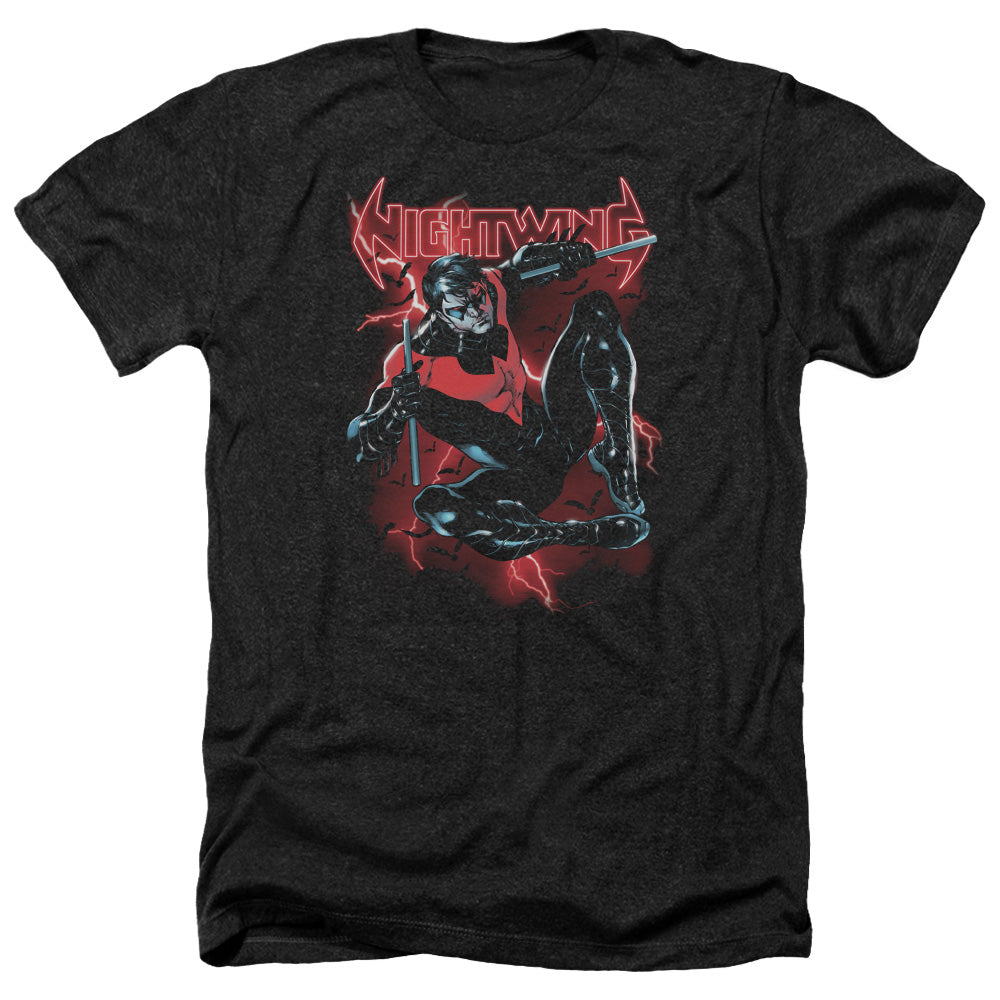 Batman Comics Lightwing Men's 30/1 Heather 60 40 Poly Short-Sleeve T-Shirt