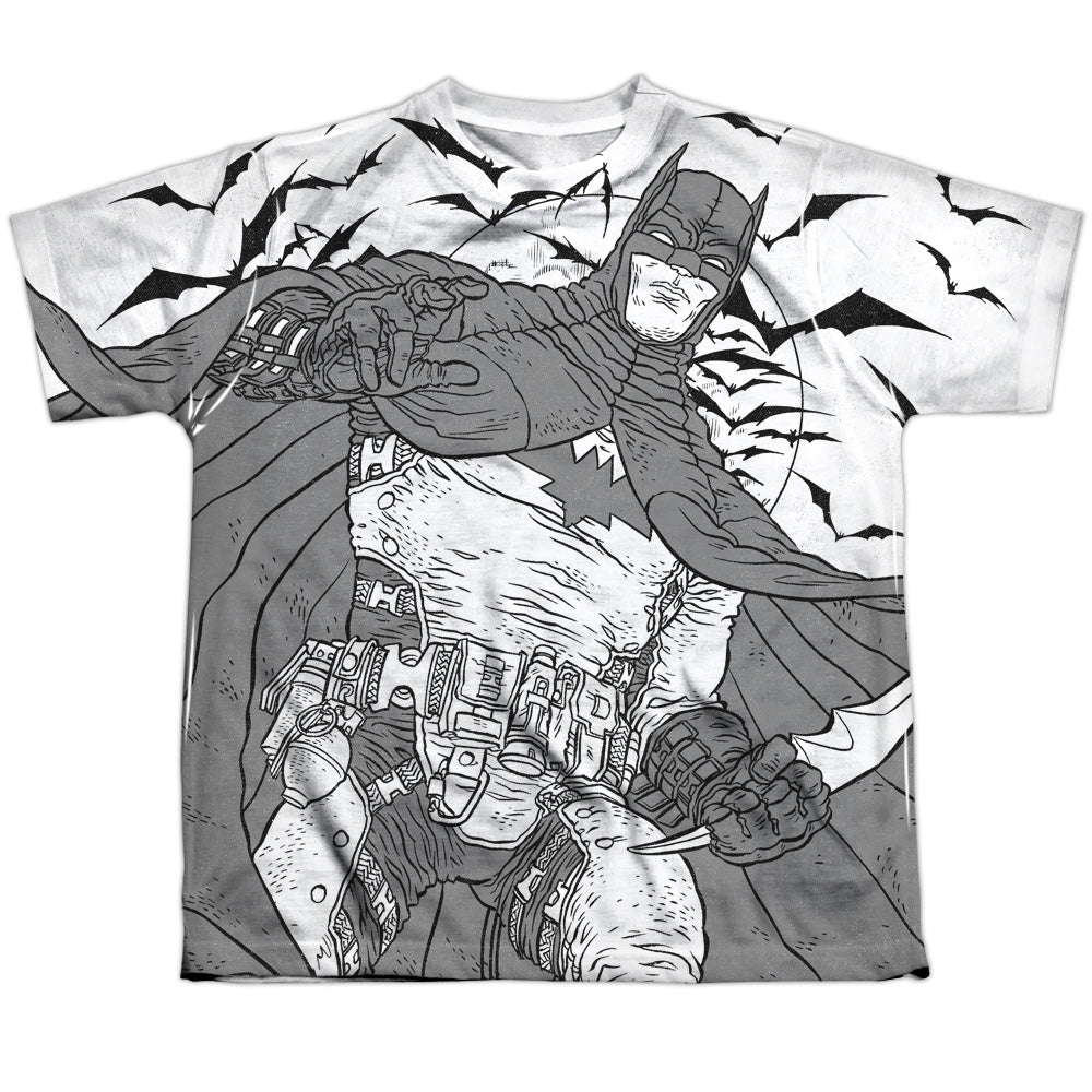 Batman Comics Liney Sub Youth Regular Fit Poly Short-Sleeve T-Shirt