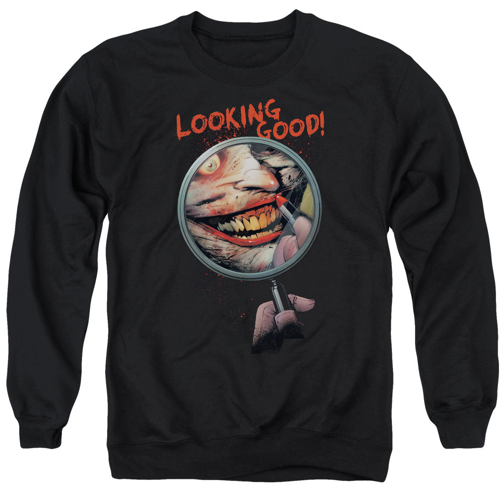 Batman Comics Looking Good Men's Crewneck 50 50 Poly Long-Sleeve T-Shirt