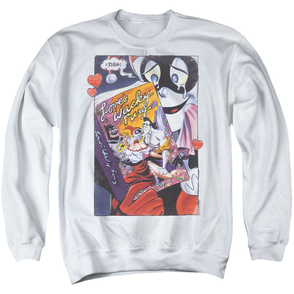 Batman Comics Loves Wacky Fury Men's Crewneck 50 50 Poly Long-Sleeve T-Shirt