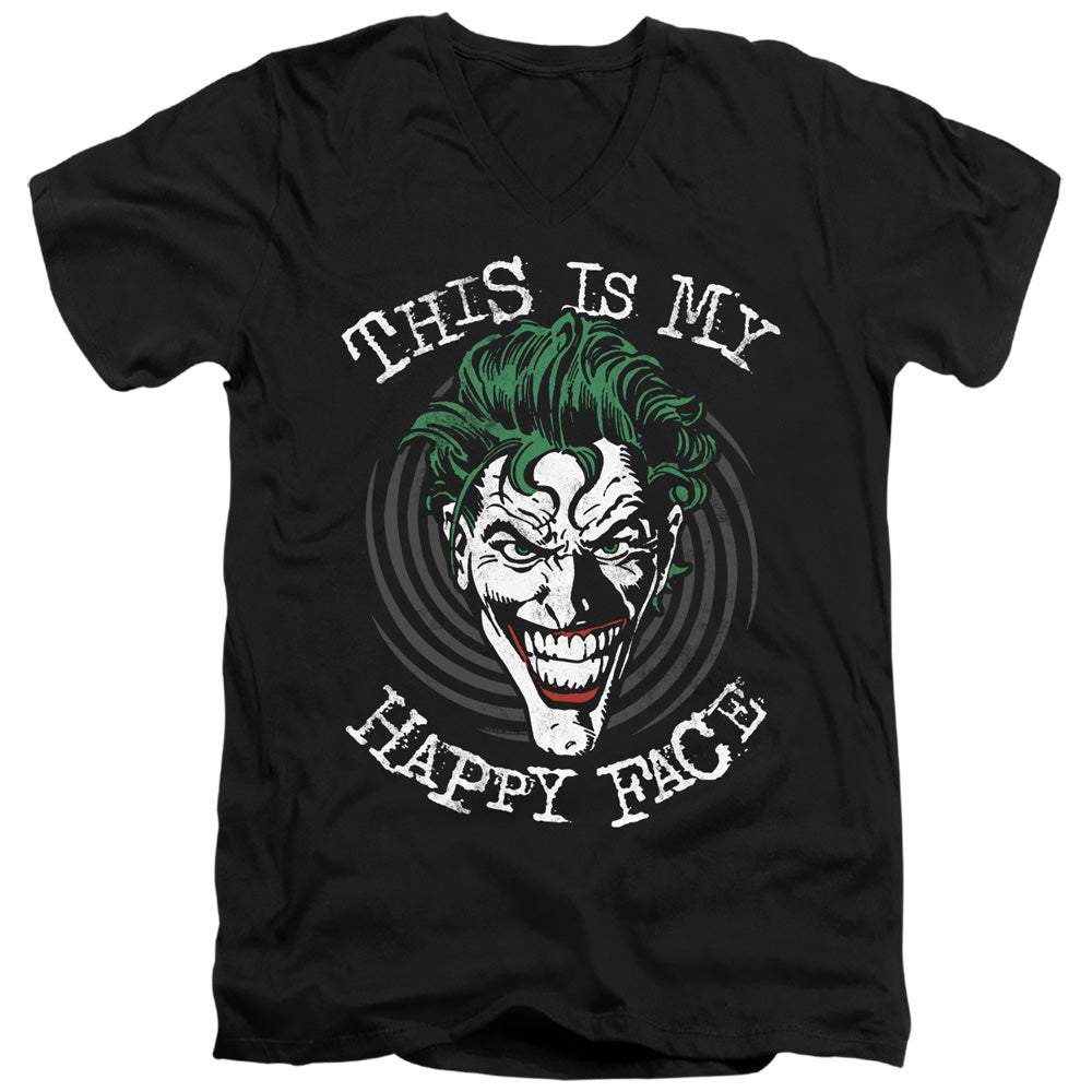Batman Comics Maniacal Spiral Men's 30/1 Cotton Slim V-Neck T-Shirt