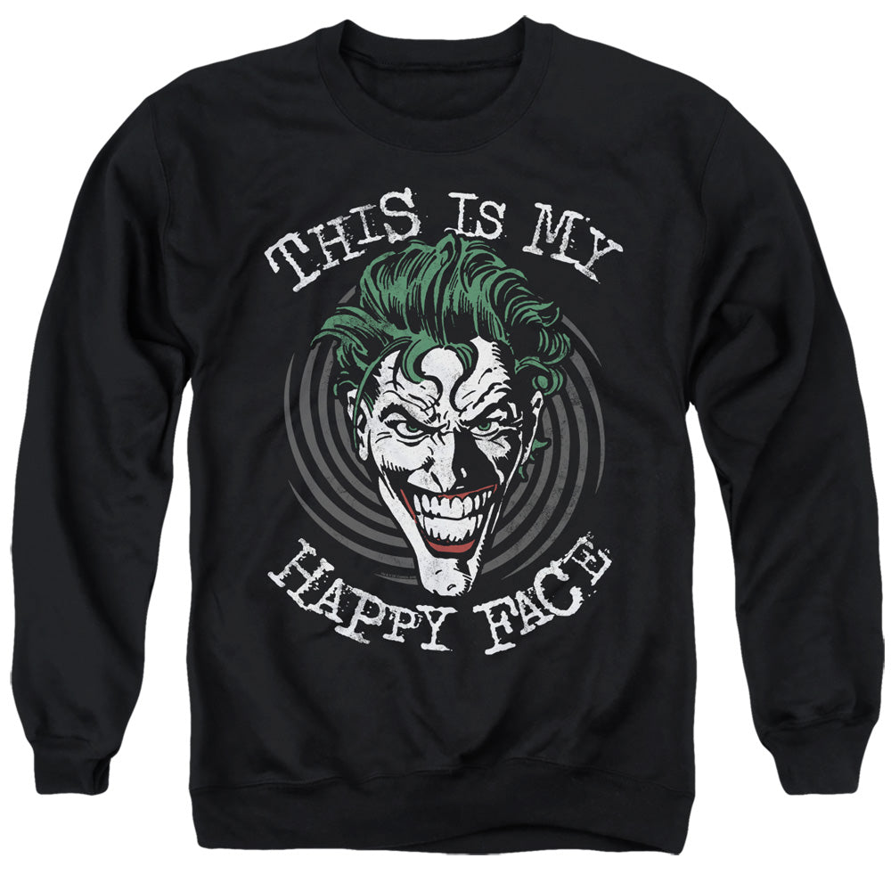 Batman Comics Maniacal Spiral Men's Crewneck 50 50 Poly Long-Sleeve T-Shirt