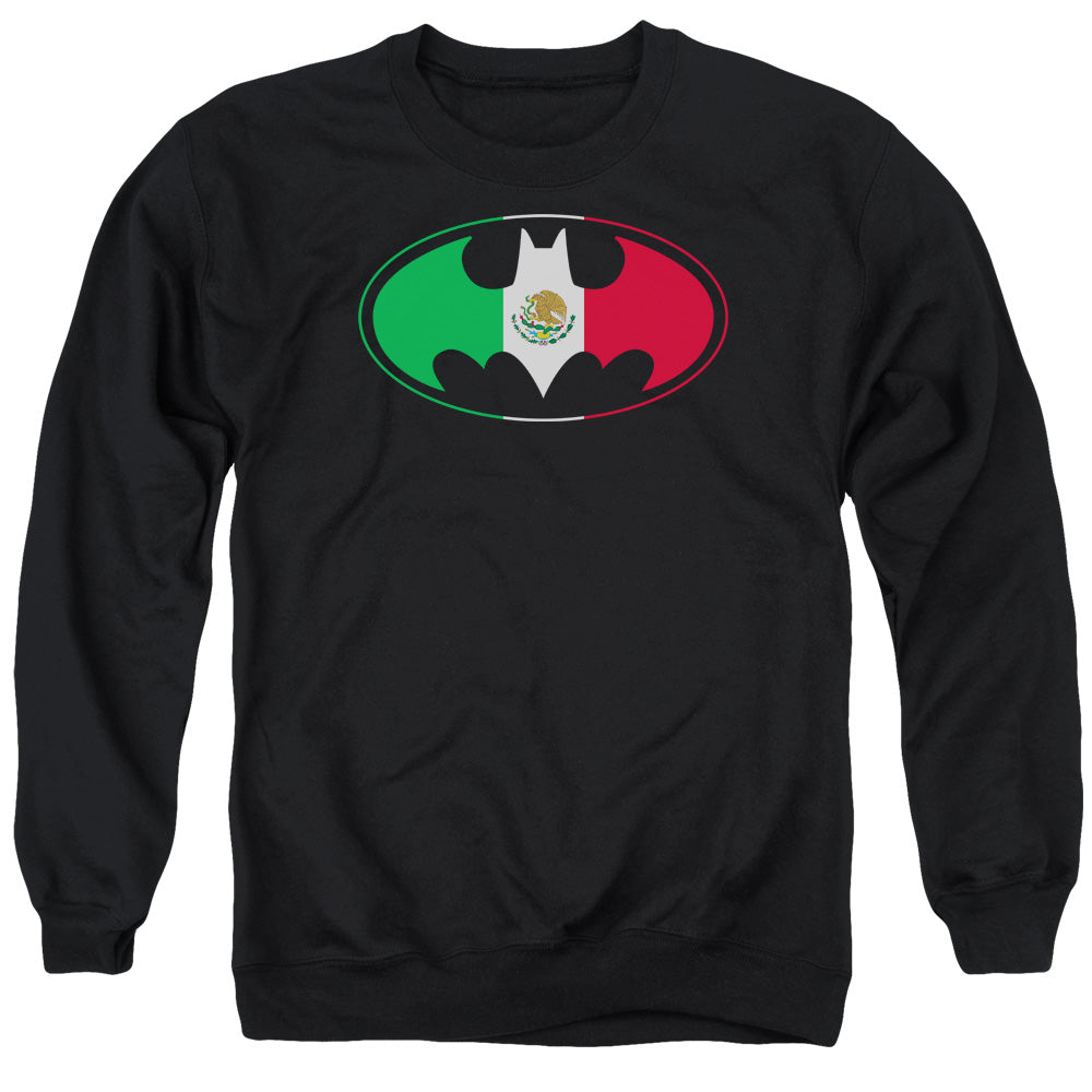 Batman Comics Mexican Flag Shield Men's Crewneck 50 50 Poly Long-Sleeve T-Shirt