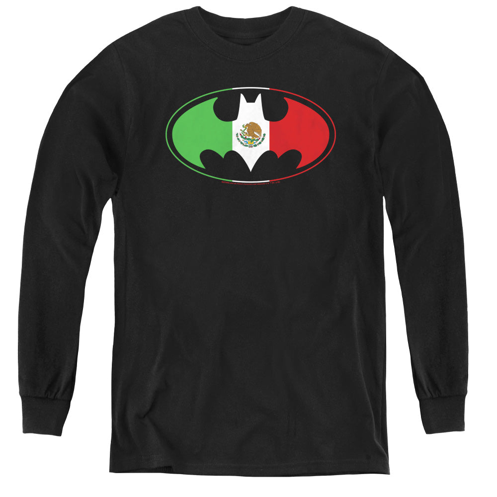 Batman Comics Mexican Flag Shield Youth Long-Sleeve T-Shirt