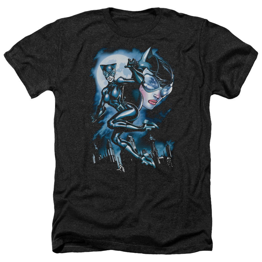 Batman Comics Moonlight Cat Men's 30/1 Heather 60 40 Poly Short-Sleeve T-Shirt