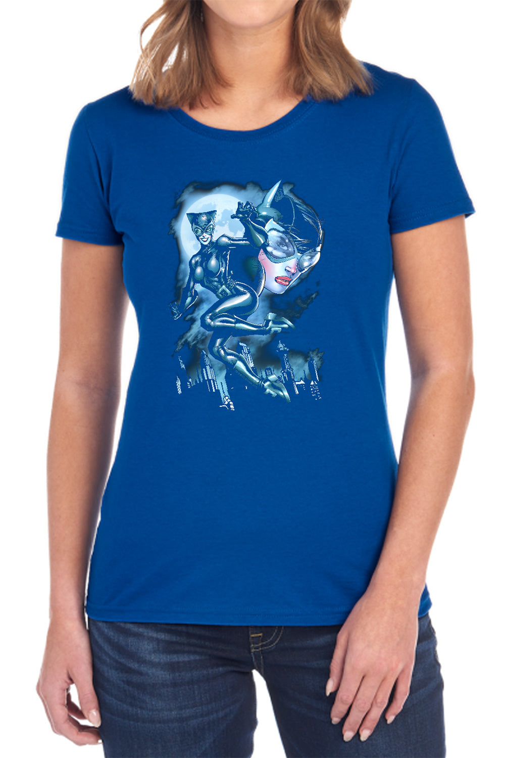 Batman Comics Moonlight Cat Women's 18/1 Cotton Short-Sleeve T-Shirt