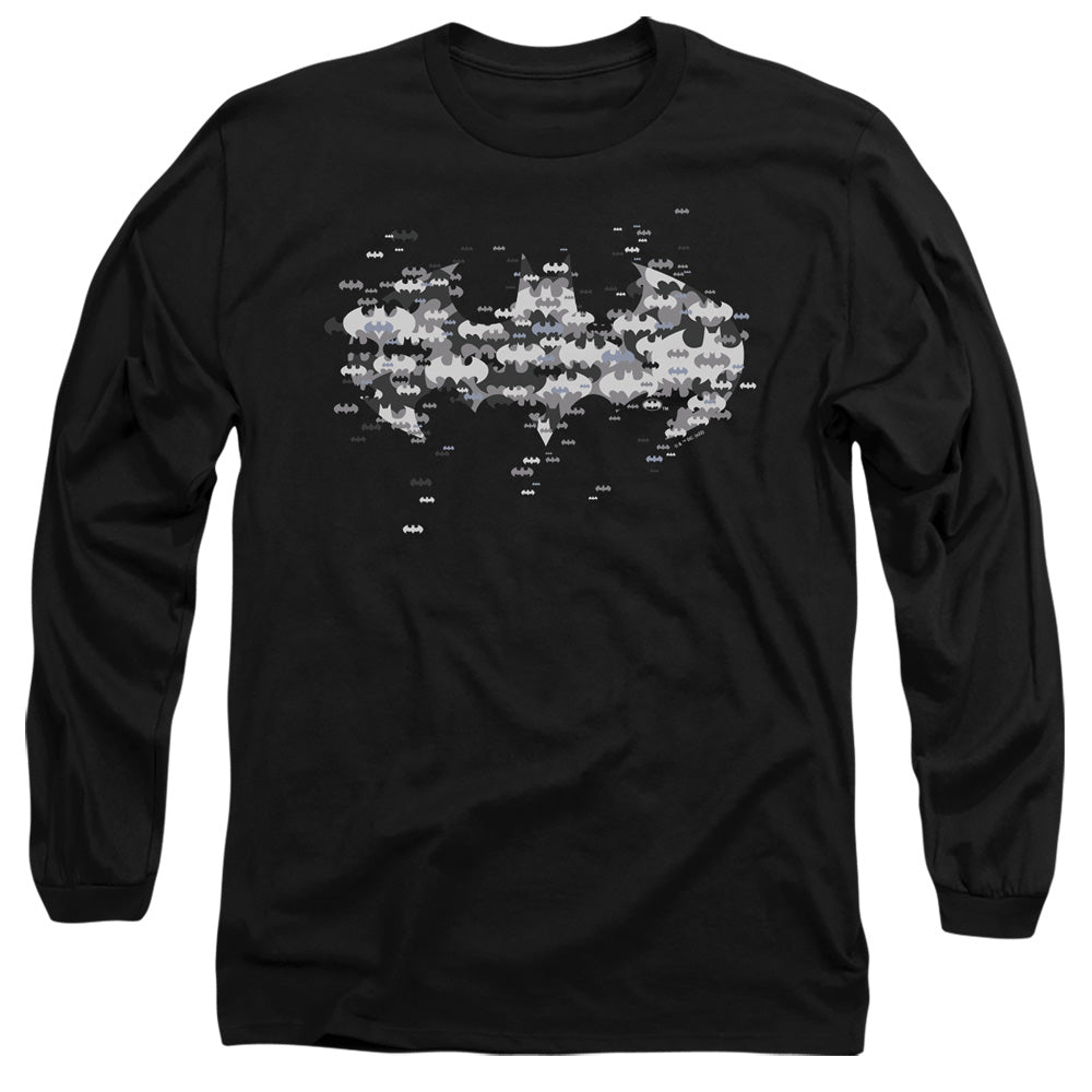 Batman Comics Multi Bat Logo Men's 18/1 Cotton Long-Sleeve T-Shirt
