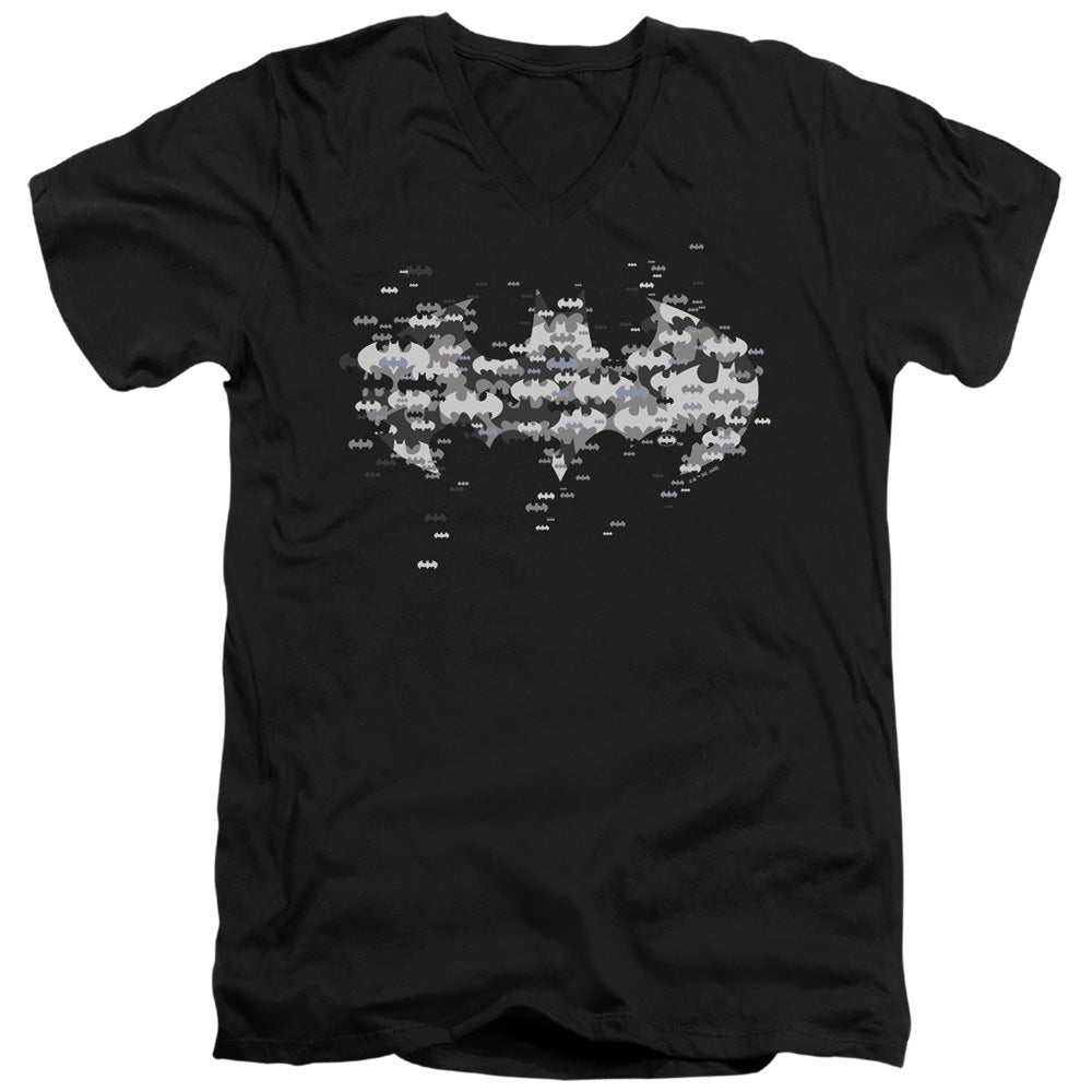 Batman Comics Multi Bat Logo Men's 30/1 Cotton Slim V-Neck T-Shirt