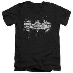 Batman Comics Multi Bat Logo Men's 30/1 Cotton Slim V-Neck T-Shirt