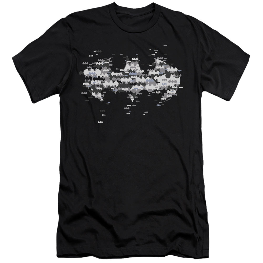 Batman Comics Multi Bat Logo Men's Ultra-Soft 30/1 Cotton Slim Short-Sleeve T-Shirt
