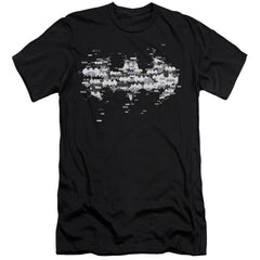 Batman Comics Multi Bat Logo Men's Ultra-Soft 30/1 Cotton Slim Short-Sleeve T-Shirt