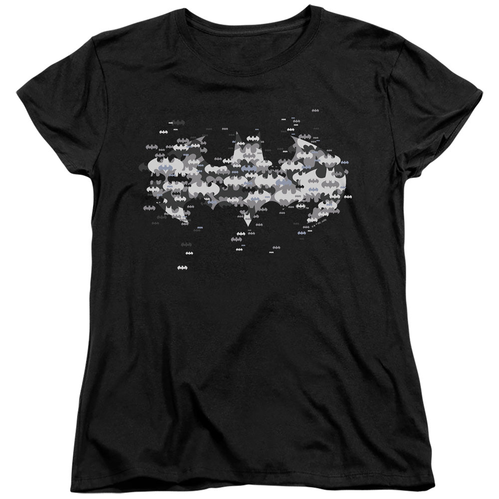 Batman Comics Multi Bat Logo Women's 18/1 Cotton Short-Sleeve T-Shirt