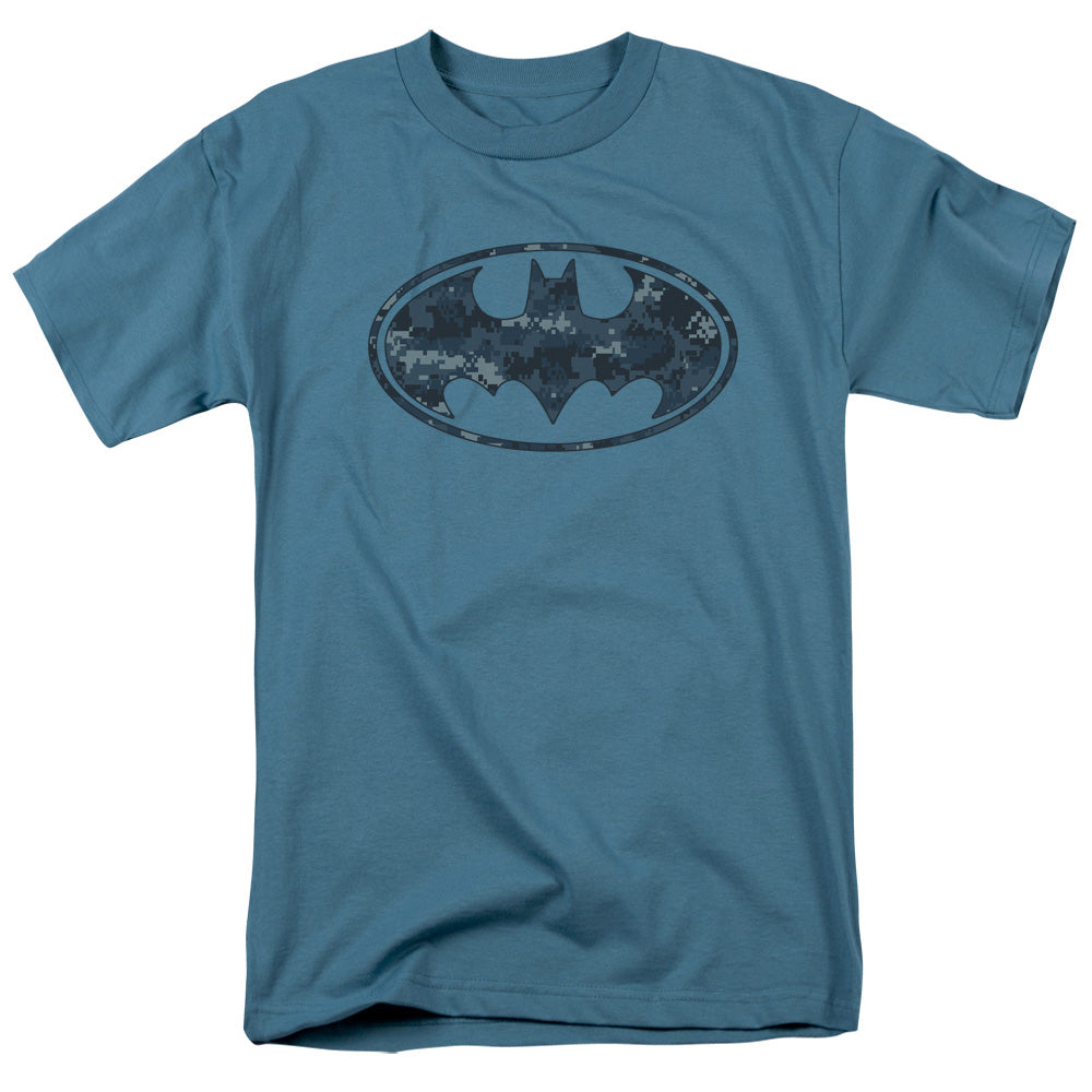 Batman Comics Navy Camo Shield Men's 18/1 Cotton Short-Sleeve T-Shirt